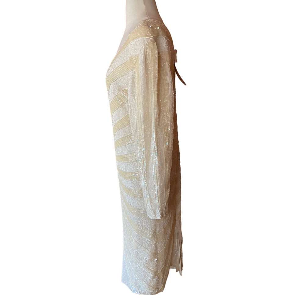 NWT Vintage‎ Jewel Queen 100% Silk, Handmade, Beaded & Sequin, V-Neck Gown - Picture 4 of 13
